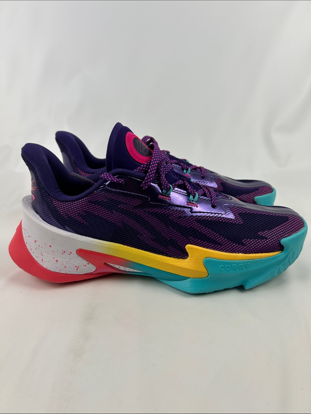 Under Armour Curry Series 7 Purple Basketball Shoes size M 9.5 & W 11